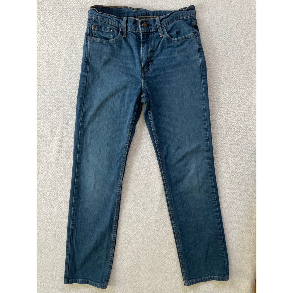 Levis Mens 30x30 (30x28) 514 Straight Fit Jeans Blue Stretch Denim Fade Whiskers